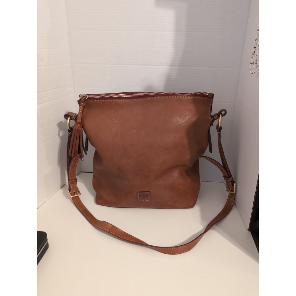 Dooney & Bourke Florentine Leather Dixon Hobo Crossbody Bag BROWN